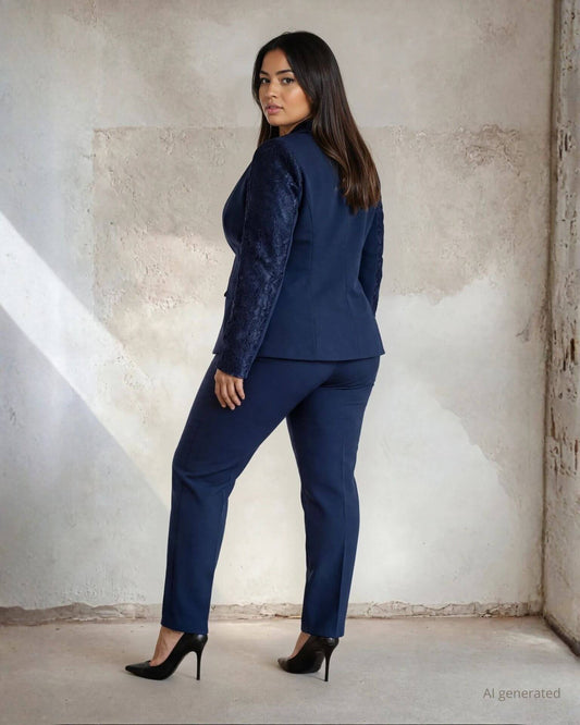 Pantalone basico con elastico e bottone curvy