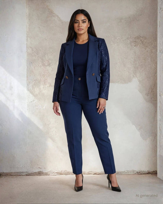 Pantalone basico con elastico e bottone curvy