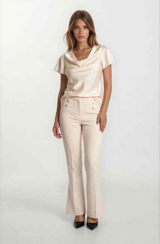 Pantalone con bottonoi in raso