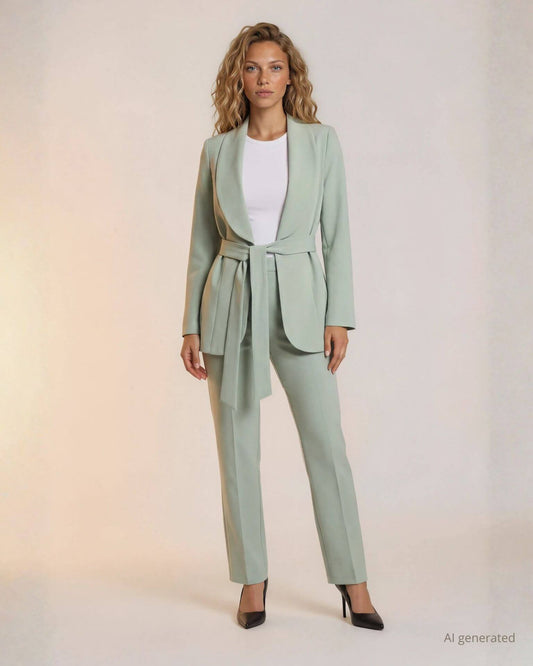 Pantalone gamba larga con elastico e zip