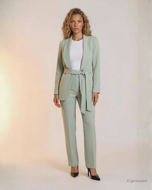 Pantalone gamba larga con elastico e zip