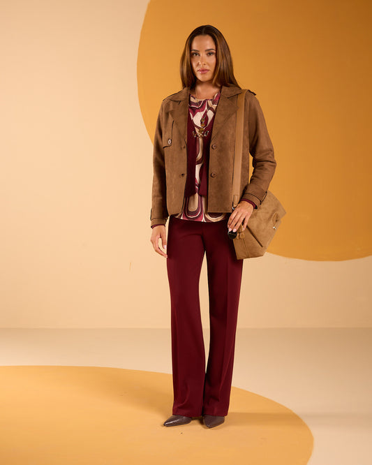Pantalone in scubacrepe linea dritta con elastico in vita