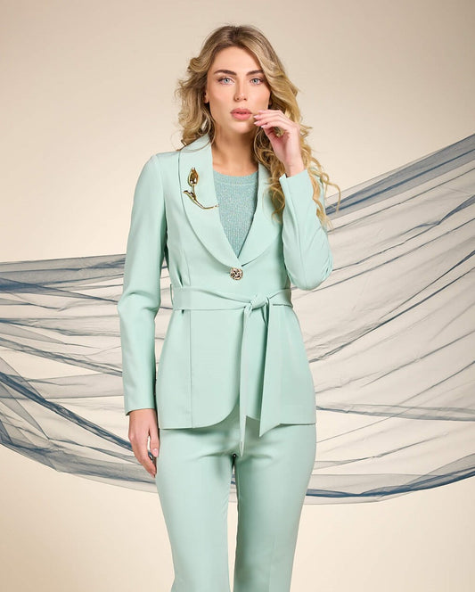 Giacca con collo rever e cinturina