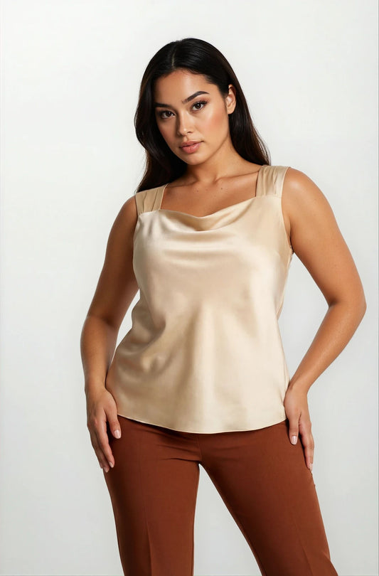 Top in cady con scollo a cappuccio curvy