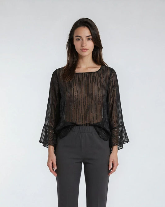 Camicia in georgette con polso a volant