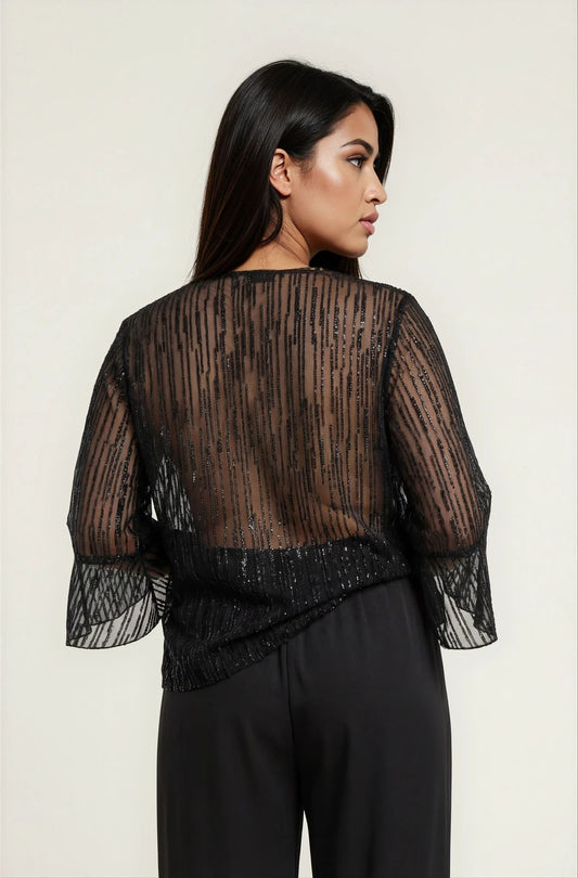 Camicia in georgette con polso a volant curvy