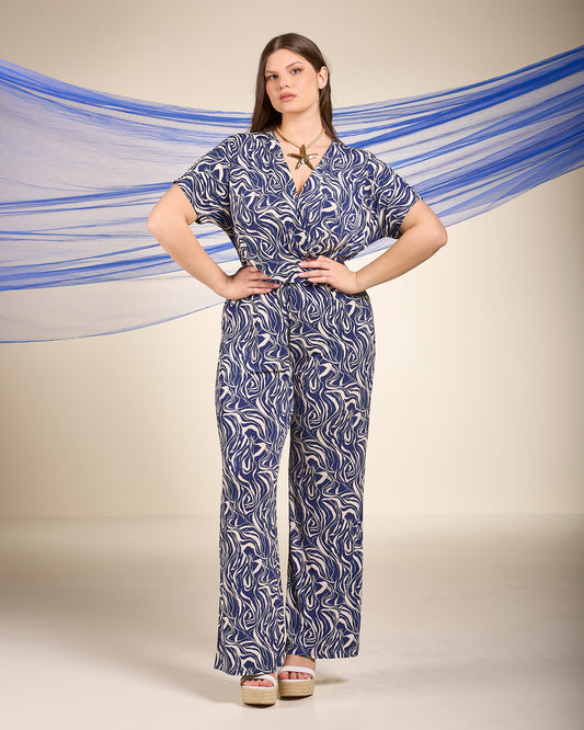 Tuta in jersey con corpino e pantalone palazzo