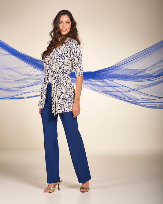 Giacca lunga aperta in jersey con fodera