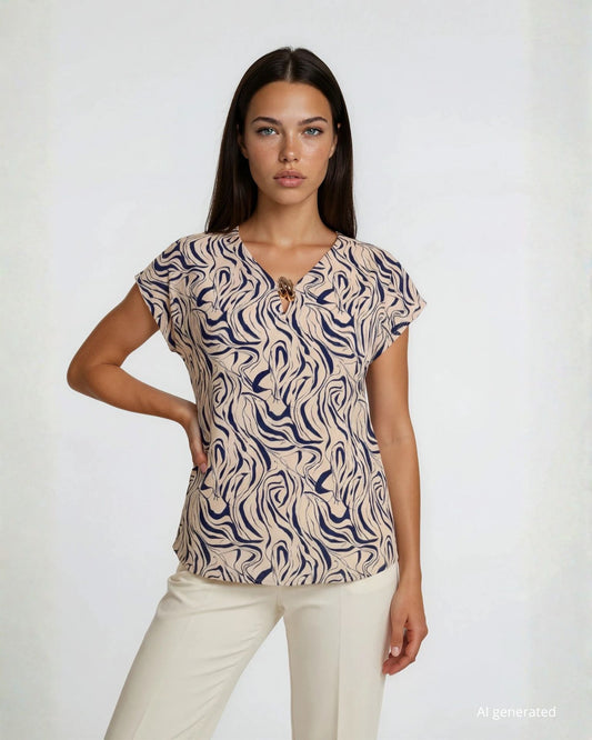 Casacca in jersey con anello sullo scollo e cinturina