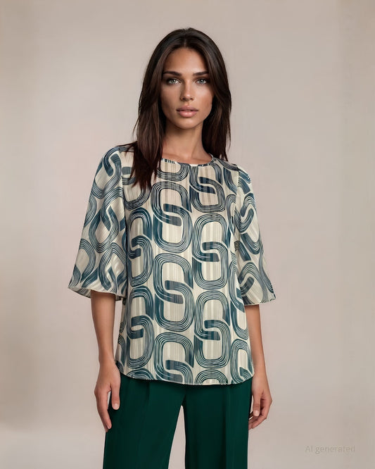 Casacca a poncho in georgette filo lurex fantasia con maniche a farfalla