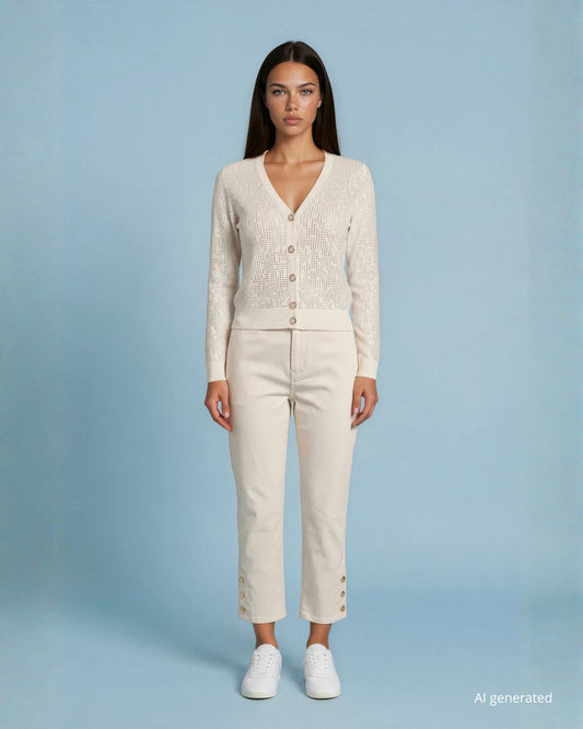 Golfino con strass e bottoni