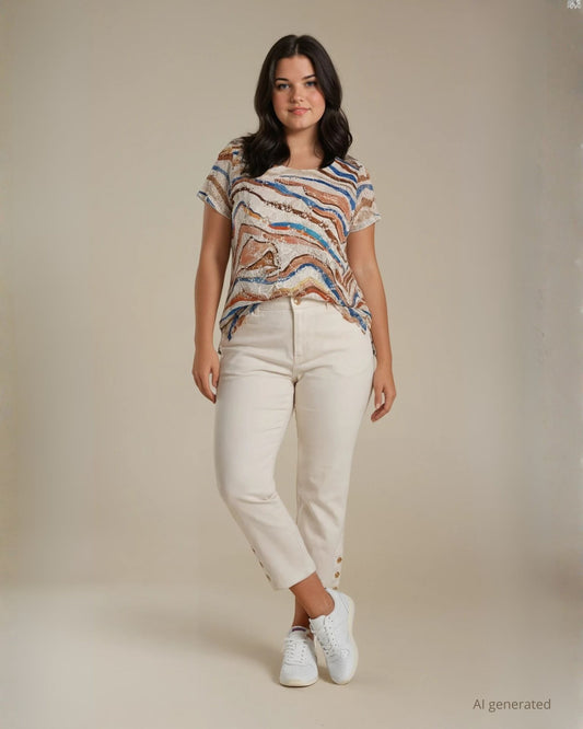 Casacca in rete fantasia onde con inserto in pizzo sul fronte