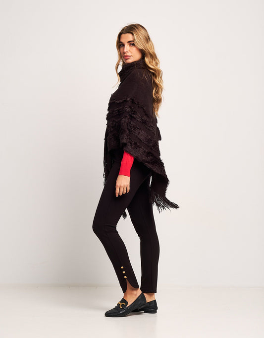 Poncho con perle e frange