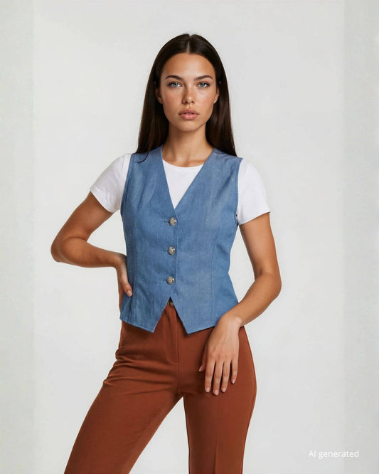 Gilet in jeans con strass