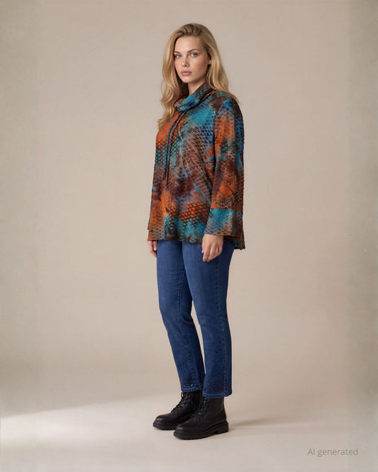 Jeans cinque tasche con dettaglio di paillettes sul fondo curvy