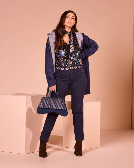 Borsa baguette in jeans