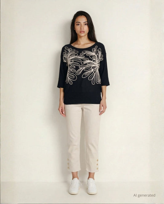 Maglia con ricamo e paillettes