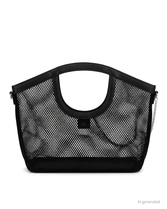 Borsa a mano in rete traforata con bustina interna e tracolla