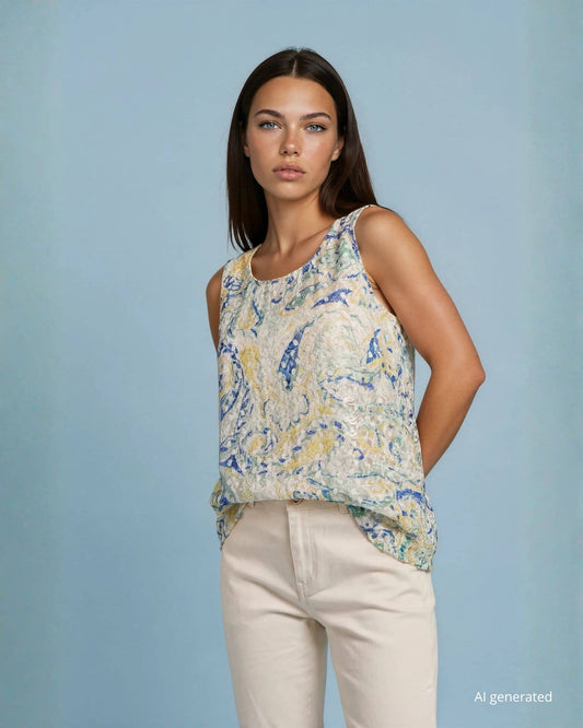 Top in pizzo con spacco posteriore e fodera