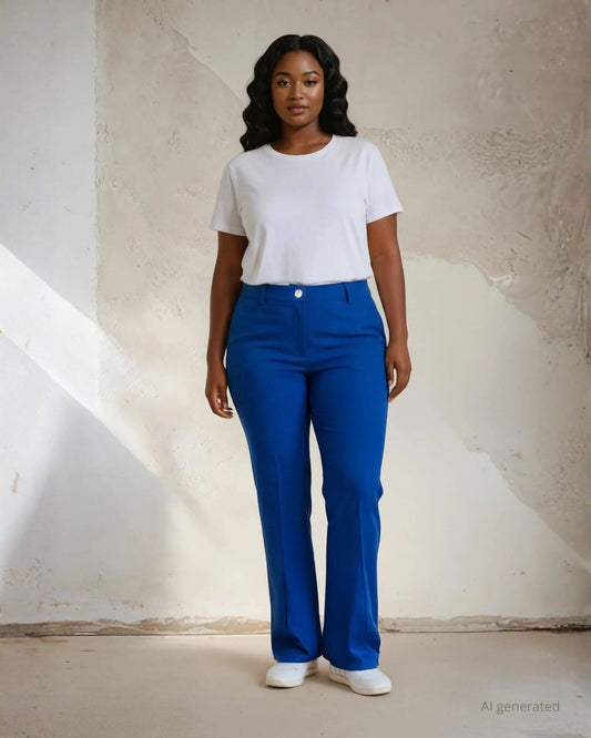 Pantalone gamba dritta con spacchetti curvy