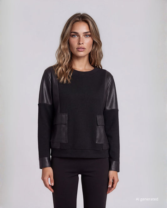 Casacca sporty con tasconi e riporti in ecopelle