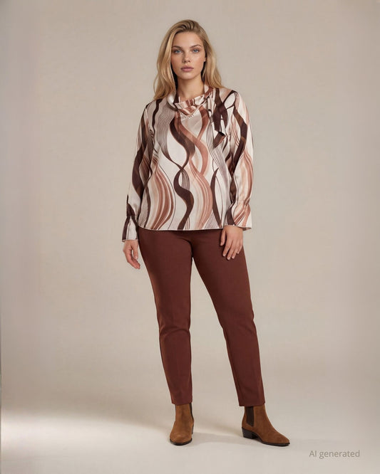 Pantalone in scubacrepe con pattine e doppi bottoni curvy