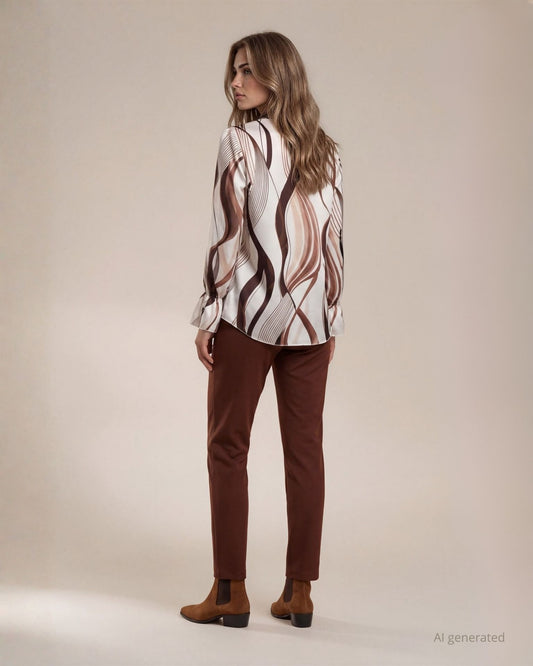 Pantalone in scubacrepe con pattine e doppi bottoni