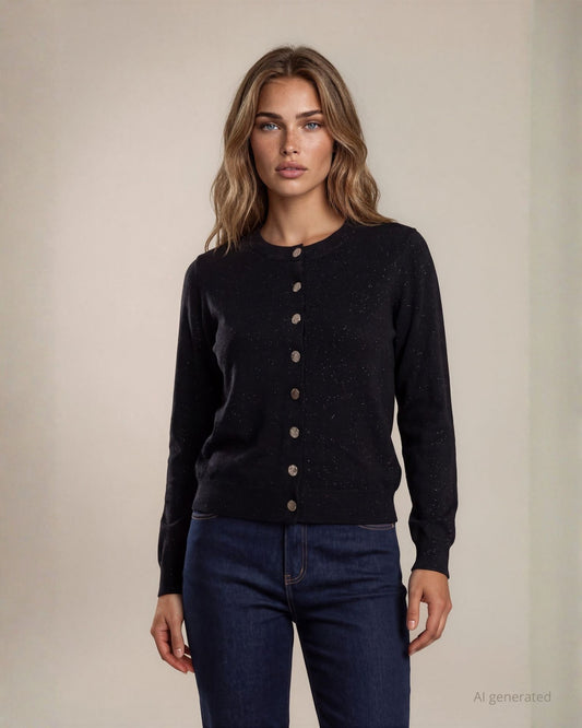Cardigan in filato lurex con bottoni