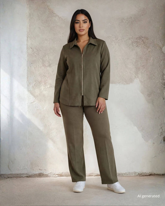 Pantalone largo in punto Milano curvy