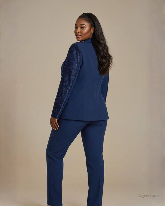 Giacca doppio petto con inserti in pizzo curvy