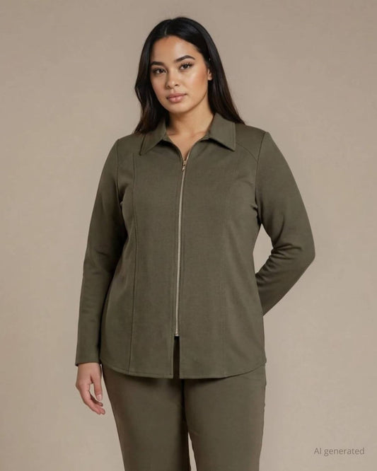 Giacca con collo e zip lunga curvy