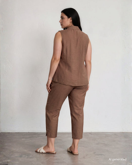 Gilet con chiusura ad un bottone cioccolato curvy