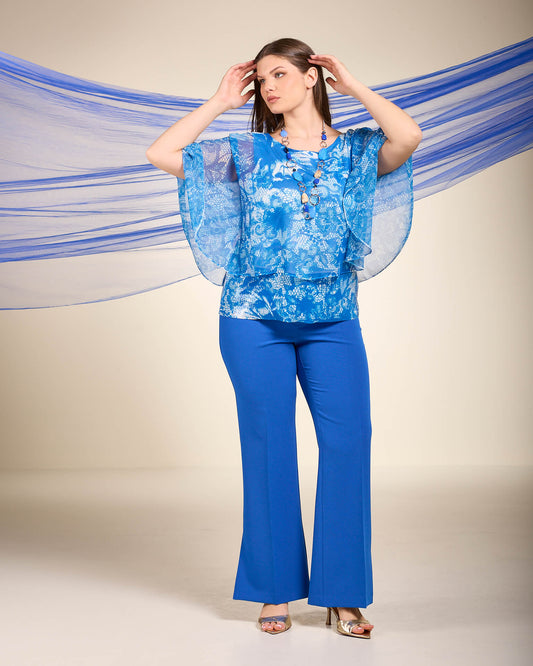 Poncho con georgette e paillettes