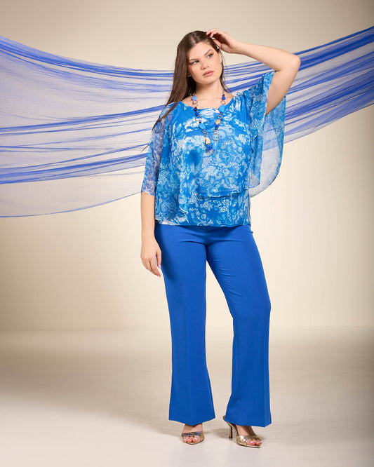 Pantalone gamba dritta con spacchetti curvy