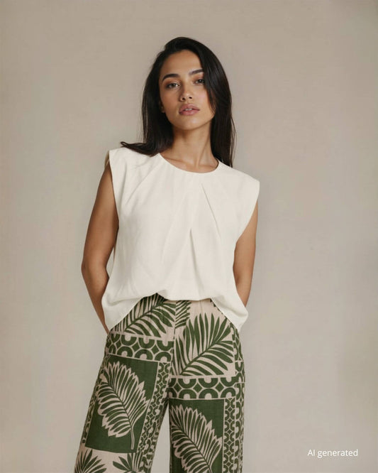 Top doppia georgette con dettaglio pieghe