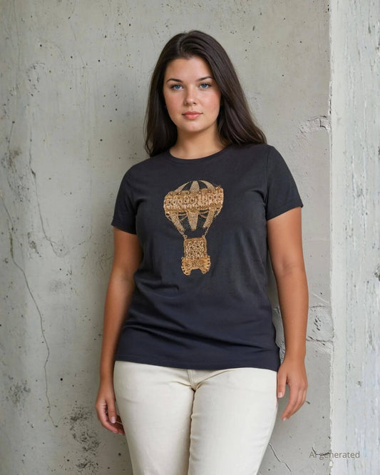 T-shirt stampa mongolfiera con strass