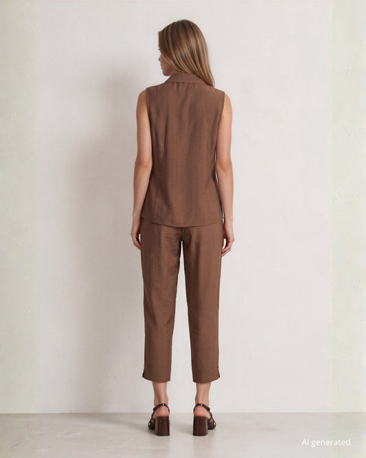 Gilet con chiusura ad un bottone cioccolato