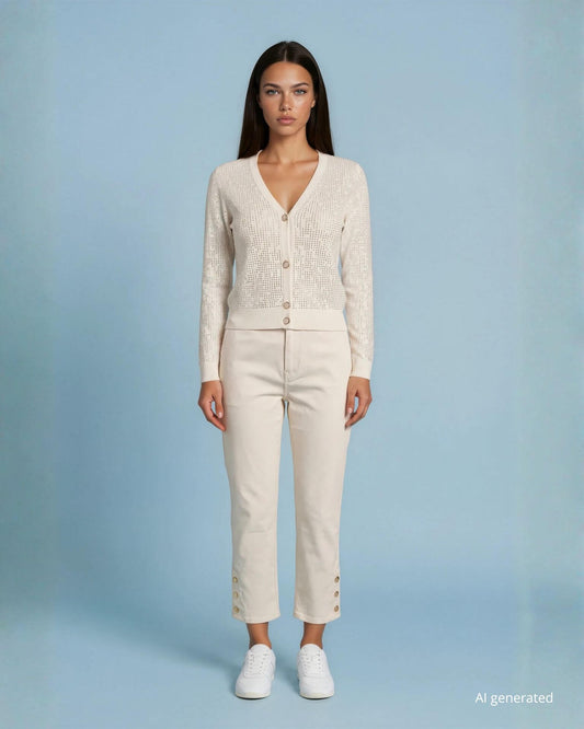 Golfino con strass e bottoni