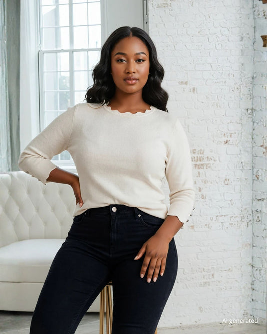 Maglia con cappette e bottoni curvy