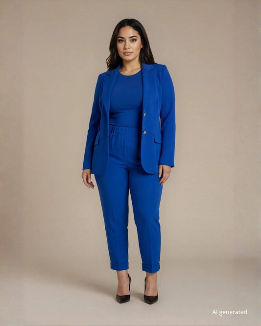 Giacca bistretch con bottoni e pattine curvy