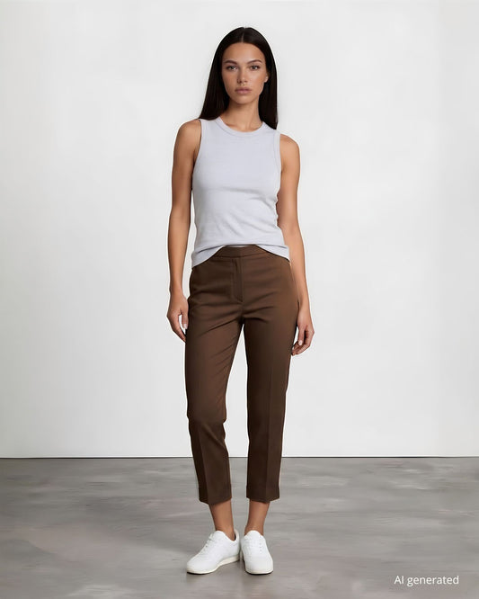 Pantalone in bengalina con elastico cioccolato