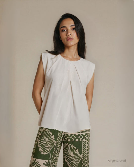 Top doppia georgette con dettaglio pieghe