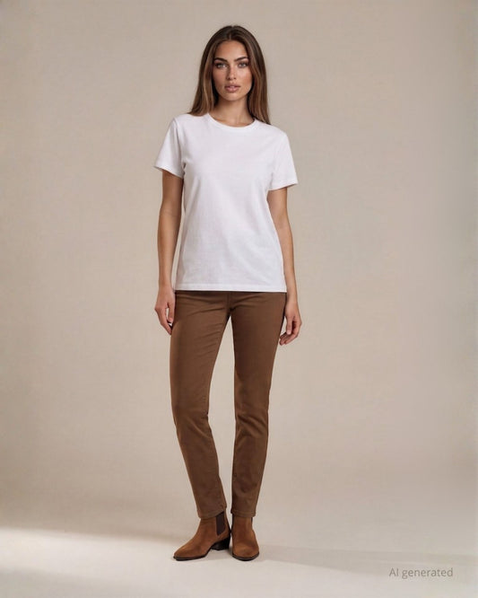 Pantalone cinque tasche in cotone con tagli posteriori corda