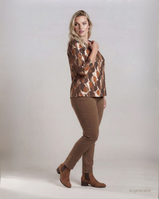 Casacca in raso con stampa e maniche tre quarti curvy