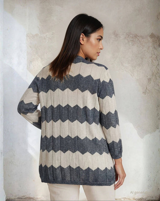 Caban in lurex zig zag curvy