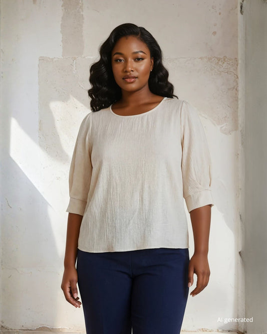 Casacca a maniche corte effetto stropicciato curvy