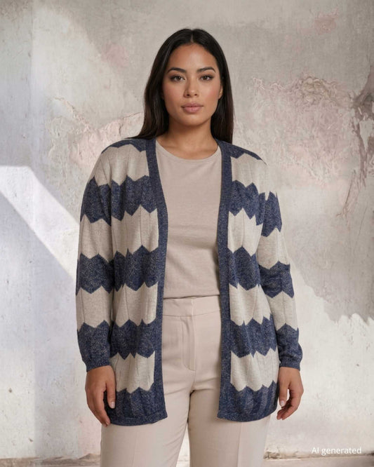 Caban in lurex zig zag curvy