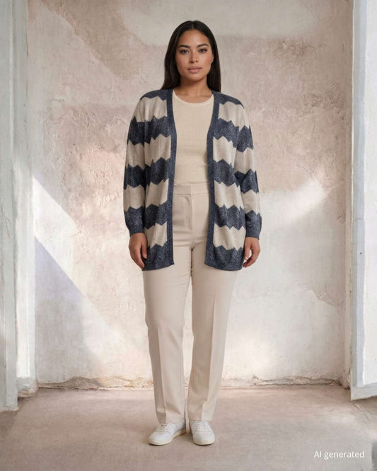 Caban in lurex zig zag curvy