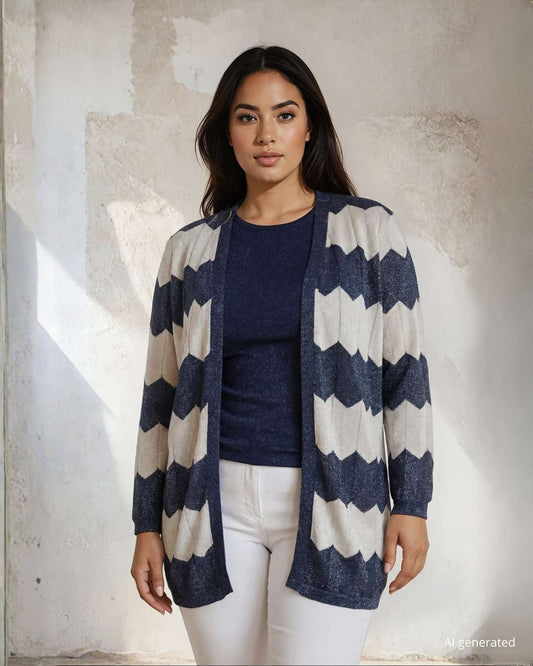 Caban in lurex zig zag curvy