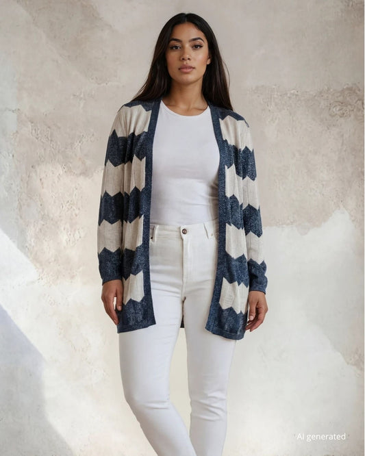 Caban in lurex zig zag curvy